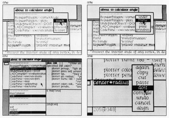 Smalltalk GUI windows showing use of notify window.